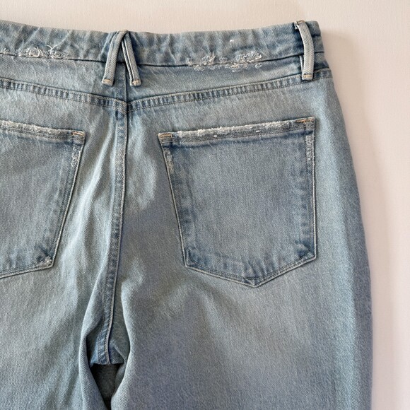 Good American Mom Jeans Women's Sz 10 / 30 High Waist Distressed Light Wash Blue - Picture 13 of 16